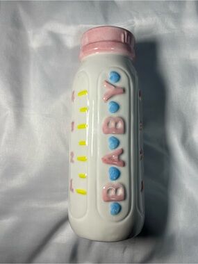 Vintage Napco Baby Bottle Vase Pink Ceramic Nursery Baby Shower Decor